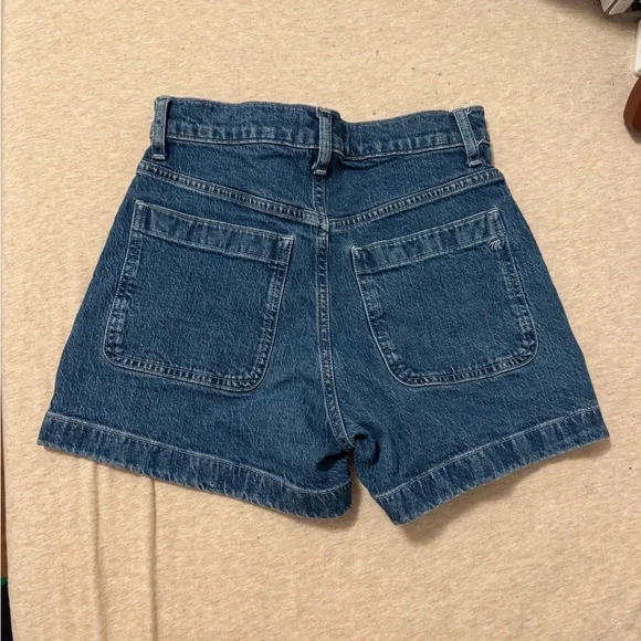 Madewell High Waist Denim Shorts in Dark Blue - Picture 7 of 7